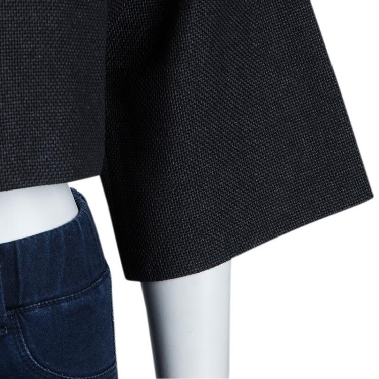 Pre Owned Marni Black Basket Weave Cord Detail Zip Front Cropped Jacket M 