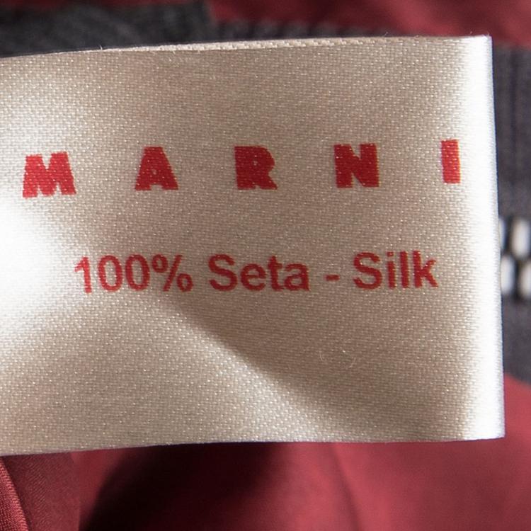 Pre Owned Marni Colorblock Silk Long Sleeve Dress L
