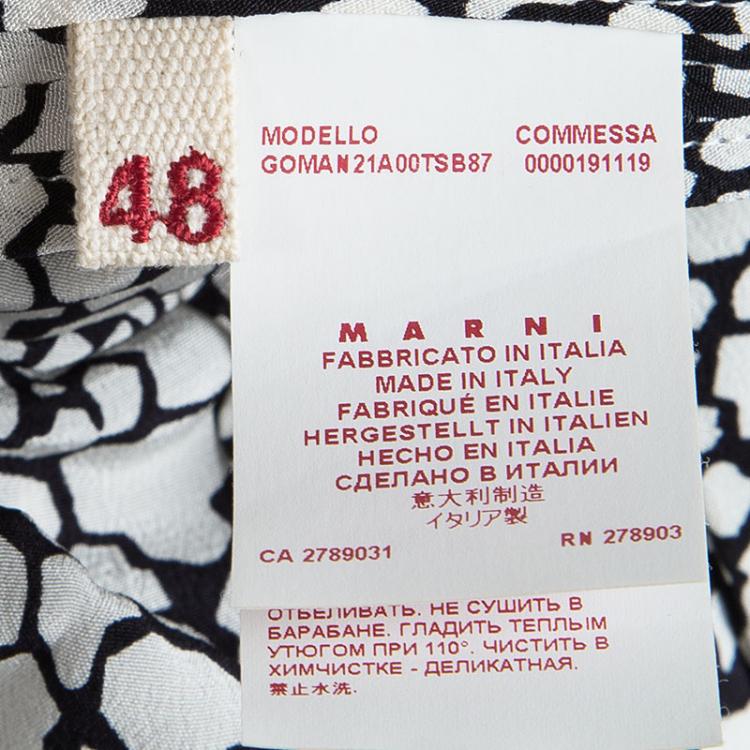 Pre Owned Marni Monochrome Printed Silk Skirt L
