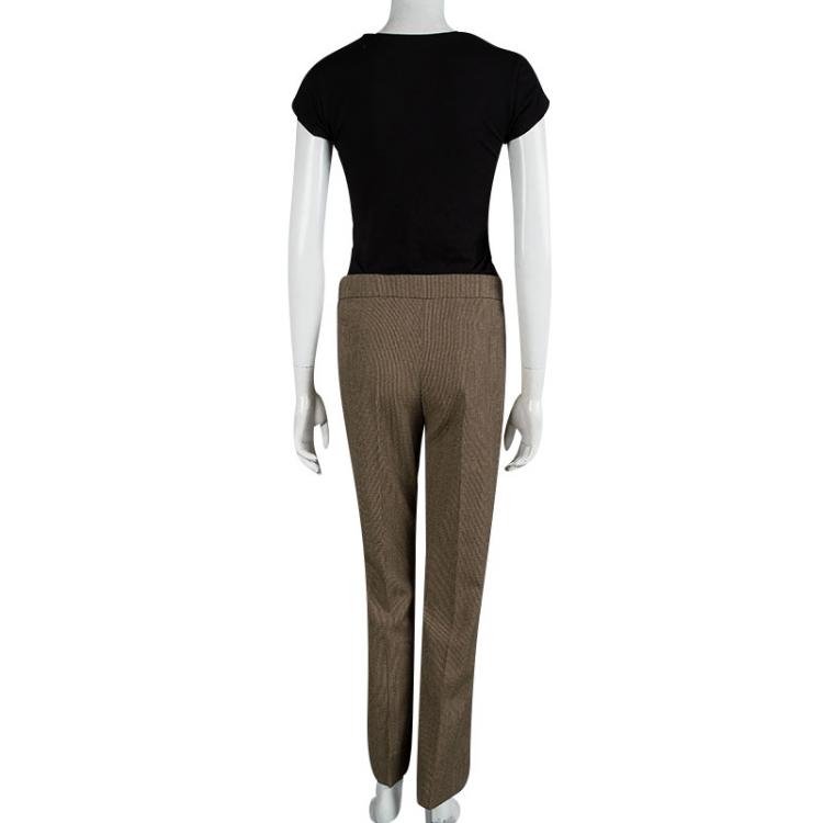 Pre Owned Marni Brown Mini Houndstooth Wool Trousers M