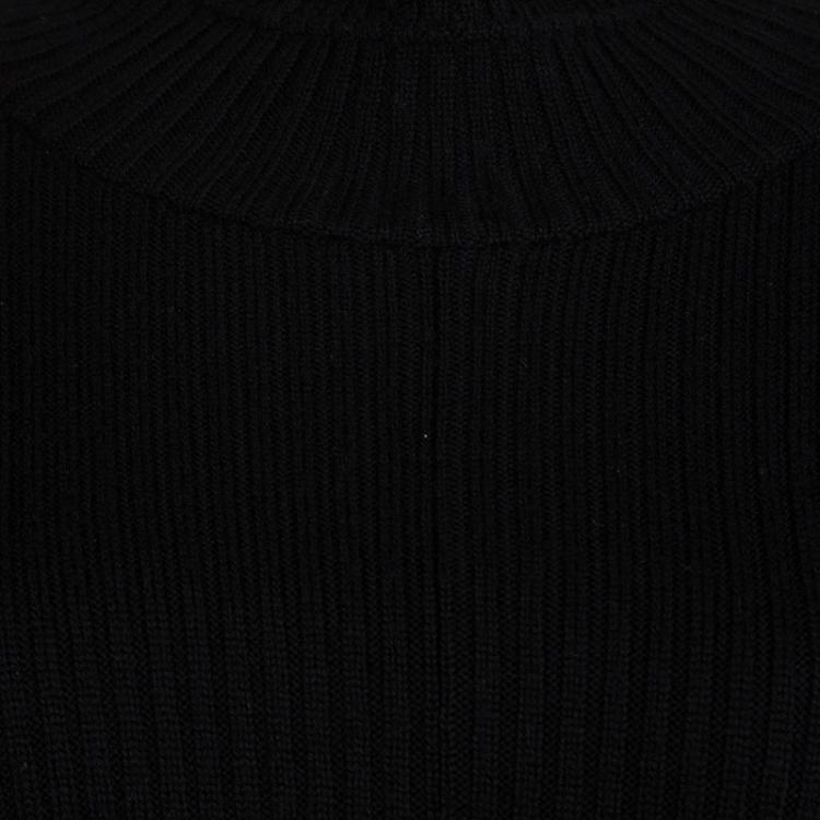 Pre Owned Marni Black Rib Knit Embellished Sleeve Detail Open Back Sweater M