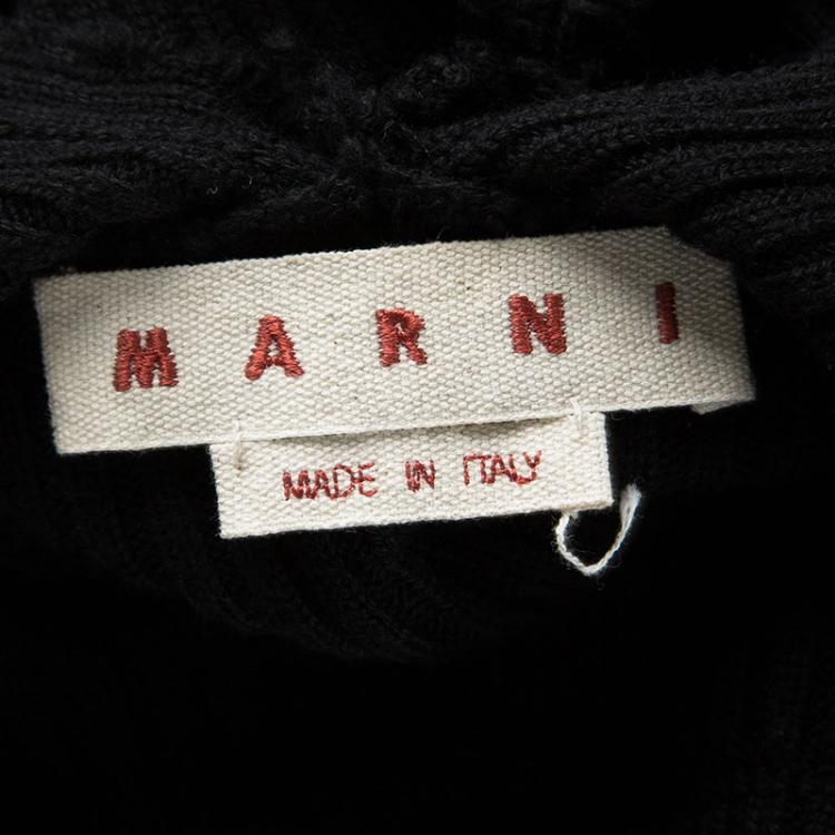Pre Owned Marni Black Rib Knit Embellished Sleeve Detail Open Back Sweater M