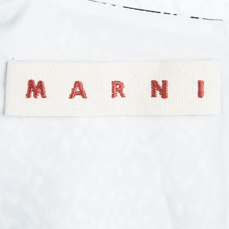 Pre Owned Marni Printed Cotton Flared Bottom High Low Sleeveless Top S