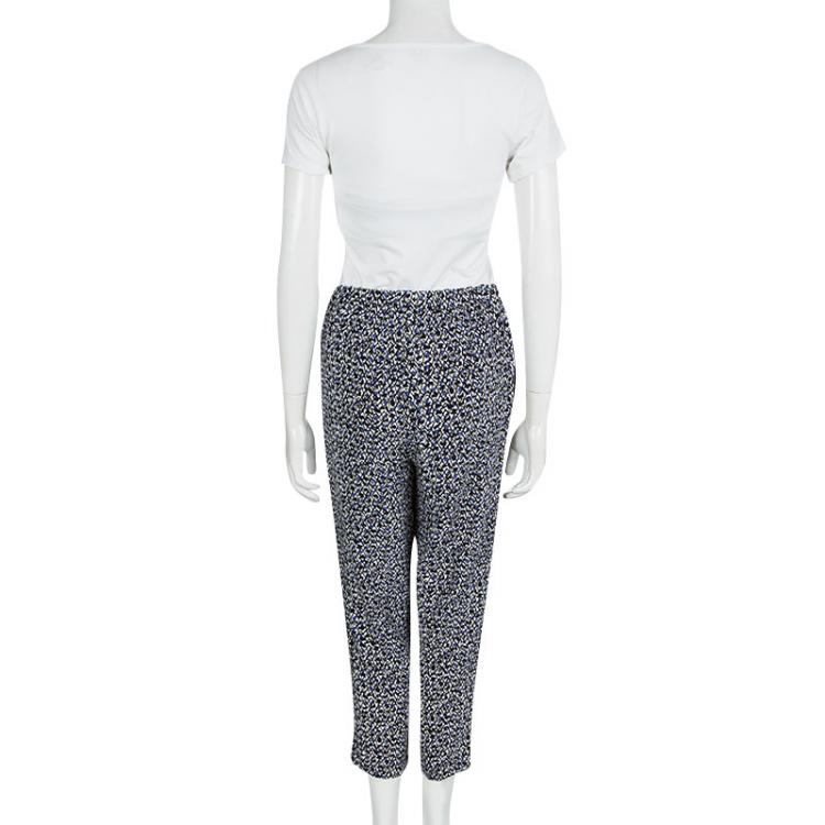 Pre Owned Marni Multicolor Printed Silk Elasticized Waist Pants M