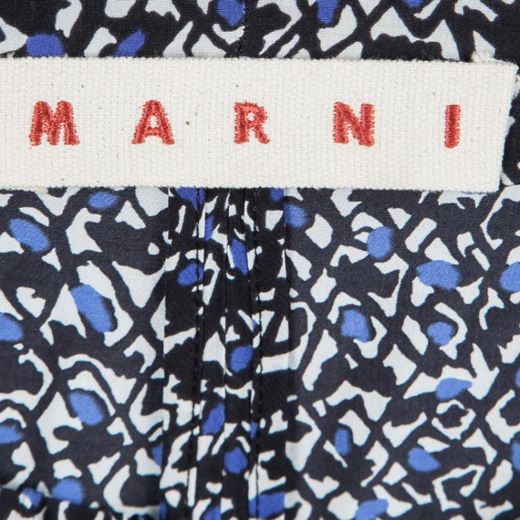 Pre Owned Marni Multicolor Printed Silk Elasticized Waist Pants M
