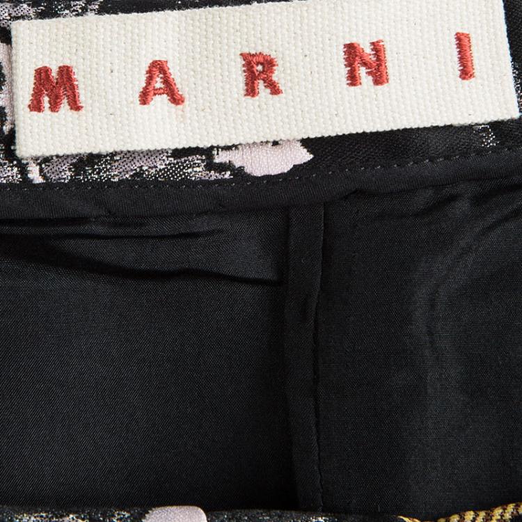 Pre Owned Marni Pink Floral Embossed Jacquard Skirt M