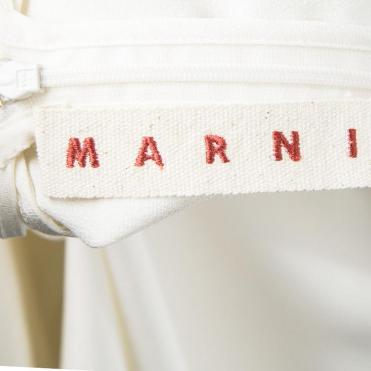مملوكة مسبقًا Marni Cream Silk Short Sleeve Top M