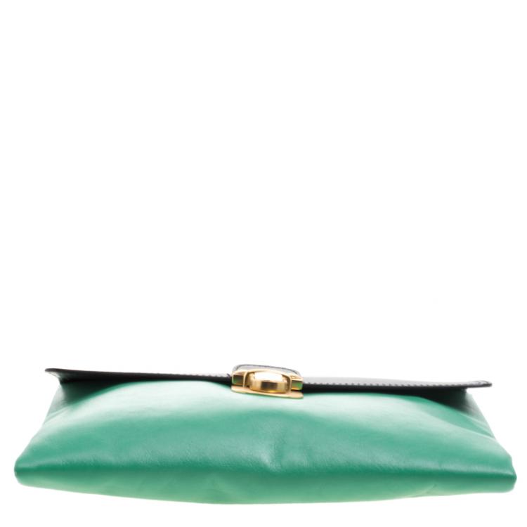 Pre Owned Marni Green/Black Leather Clutch