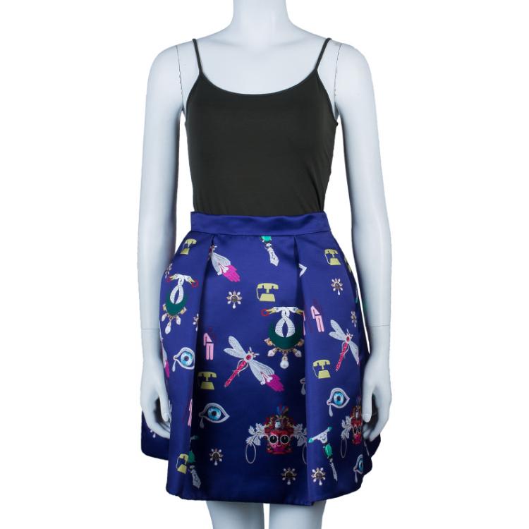Pre Owned Mary Katrantzou Navy Blue Calculion Skirt S