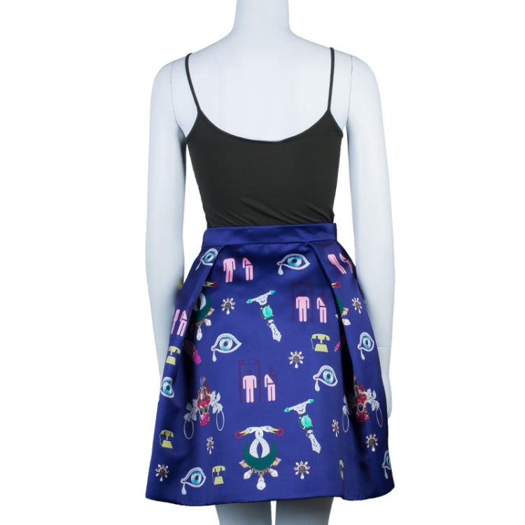 Pre Owned Mary Katrantzou Navy Blue Calculion Skirt S