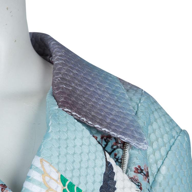 Pre Owned Mary Katrantzou Multicolor Flamingo Print Belted Biker Jacket M