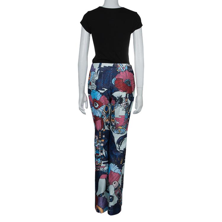 Pre Owned Mary Katrantzou Multicolor Print Textured Safari Trousers M