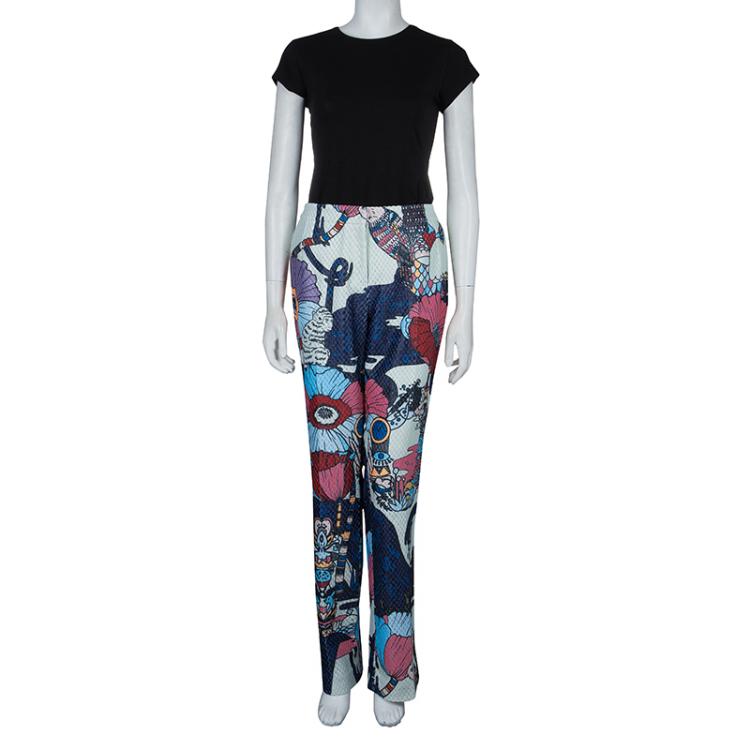 Pre Owned Mary Katrantzou Multicolor Print Textured Safari Trousers M