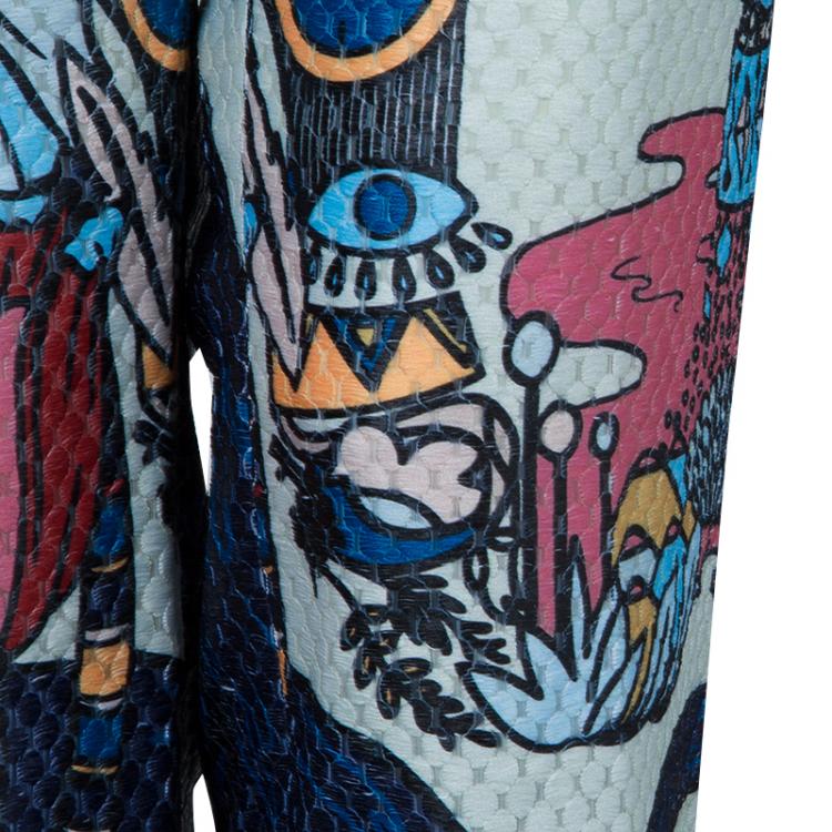 Pre Owned Mary Katrantzou Multicolor Print Textured Safari Trousers M