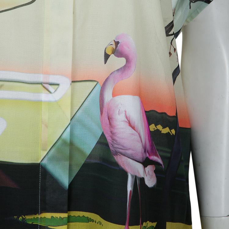 Pre Owned Mary Katrantzou Multicolor Flamingo Print Oversized Cotton Shirt M