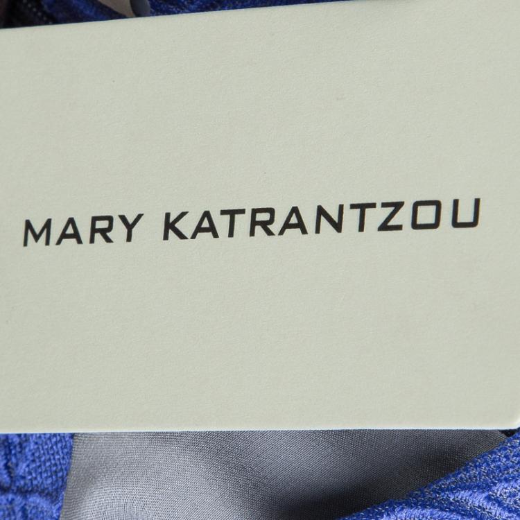 Pre Owned Mary Katrantzou Blue Textured Sleeveless Pocket Dress M