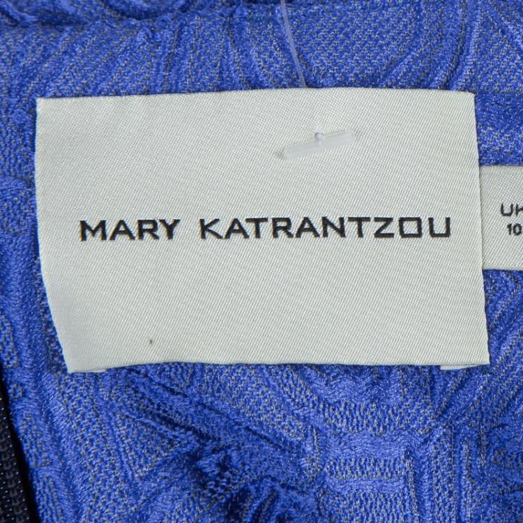 Pre Owned Mary Katrantzou Blue Textured Sleeveless Pocket Dress M