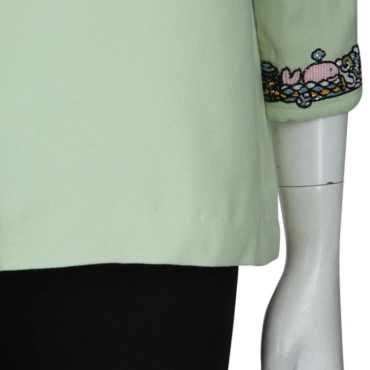 Pre Owned Mary Katrantzou Mint Green Embellished Spellbound Top M