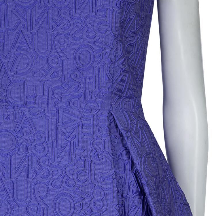 Pre Owned Mary Katrantzou Blue Embossed Sleeveless Dress M
