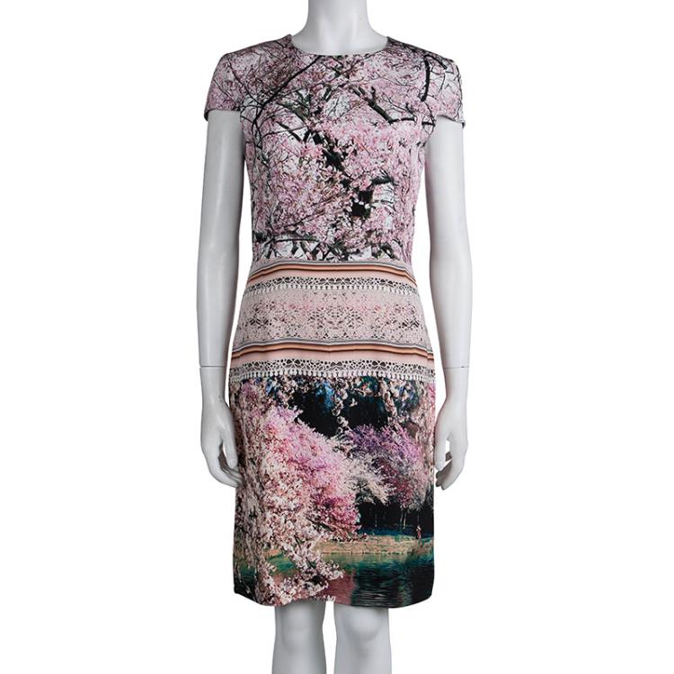 Pre Owned Mary Katrantzou Multicolor Printed Silk Cap Sleeve Dress M
