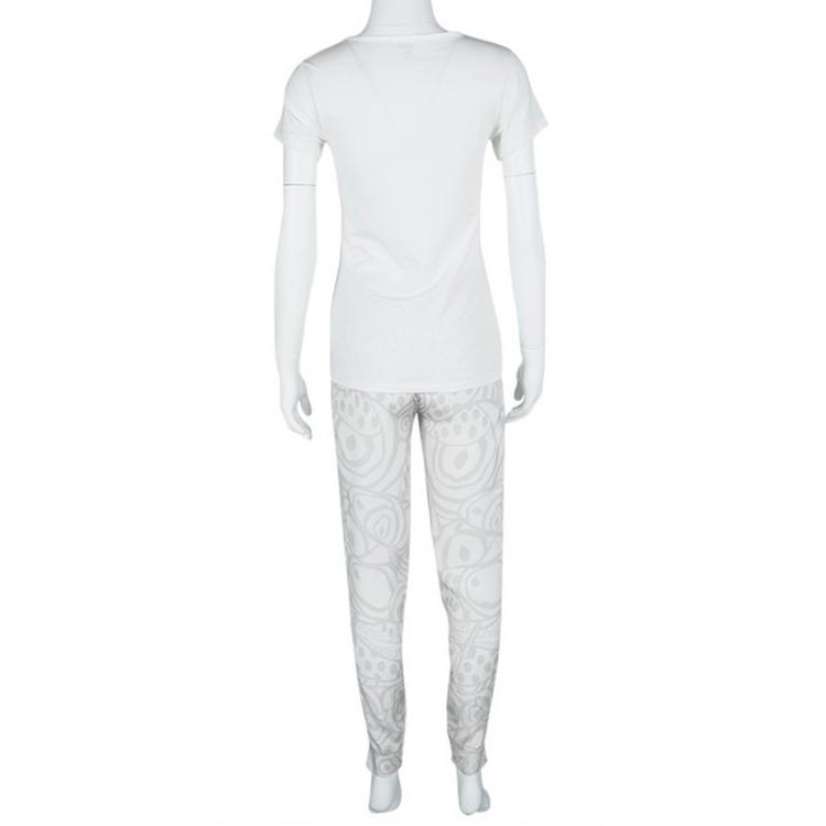 Pre Owned Matthew Williamson Grey Abstract Printed Silk Pants L