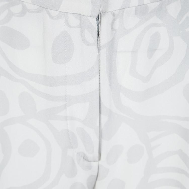 Pre Owned Matthew Williamson Grey Abstract Printed Silk Pants L