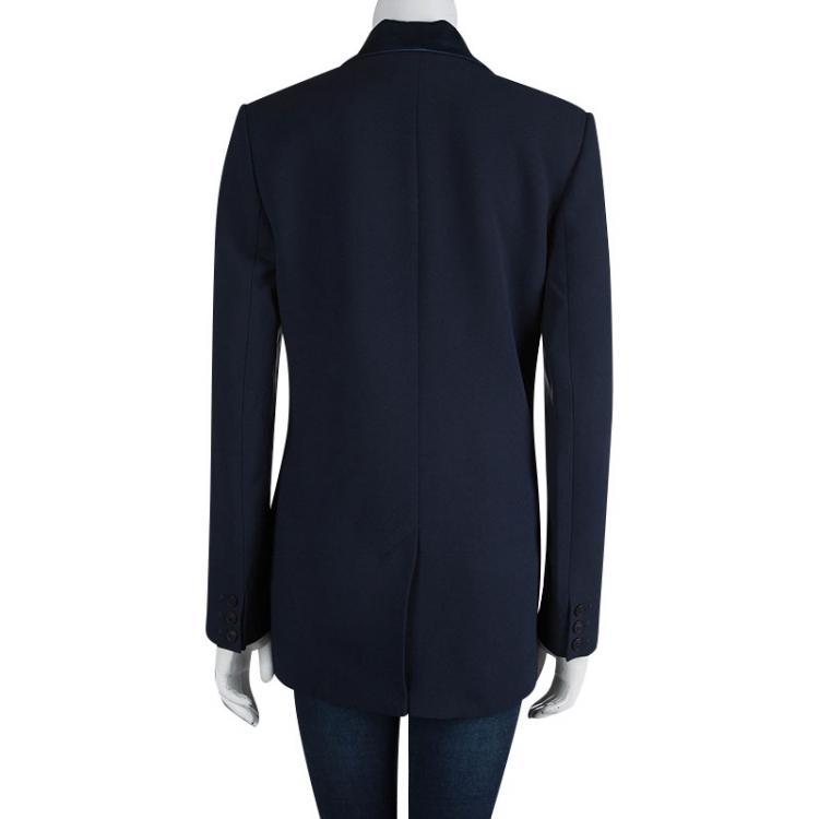 Pre Owned Matthew Williamson Navy Blue Crepe Satin Panel Blazer M