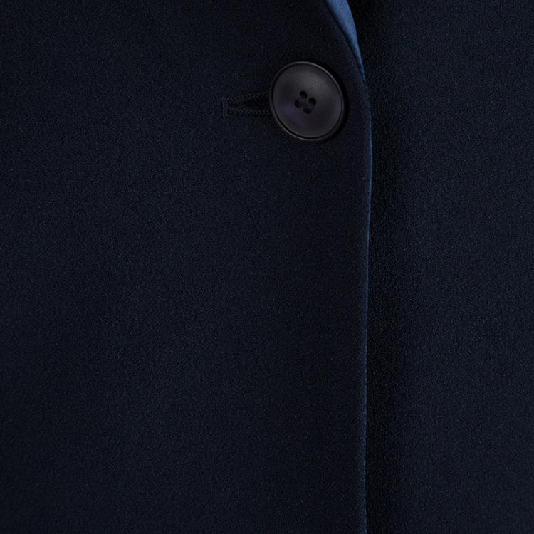 Pre Owned Matthew Williamson Navy Blue Crepe Satin Panel Blazer M
