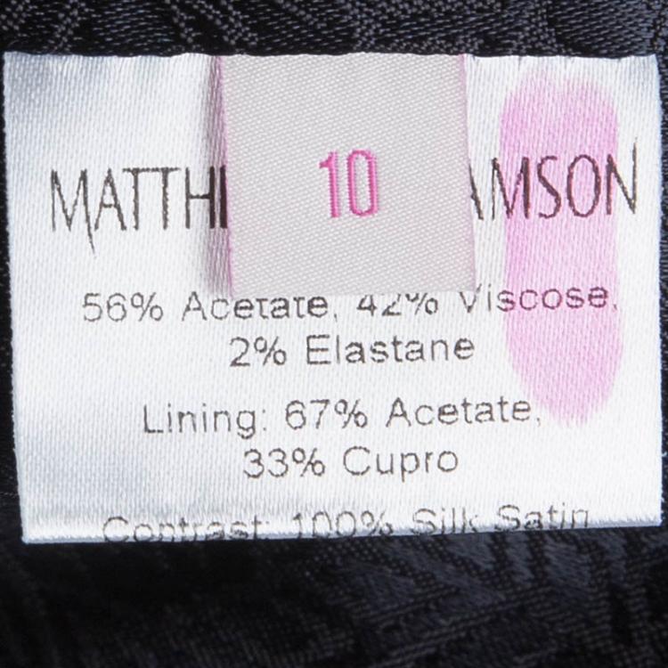Pre Owned Matthew Williamson Navy Blue Crepe Satin Panel Blazer M