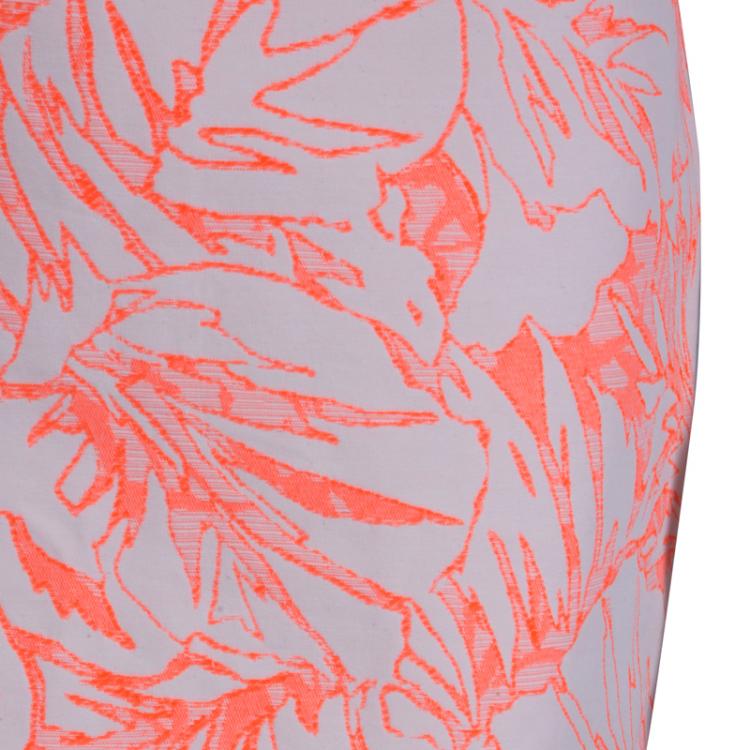 Pre Owned Matthew Williamson Cream and Neon Orange Floral Jacquard Pencil Skirt M