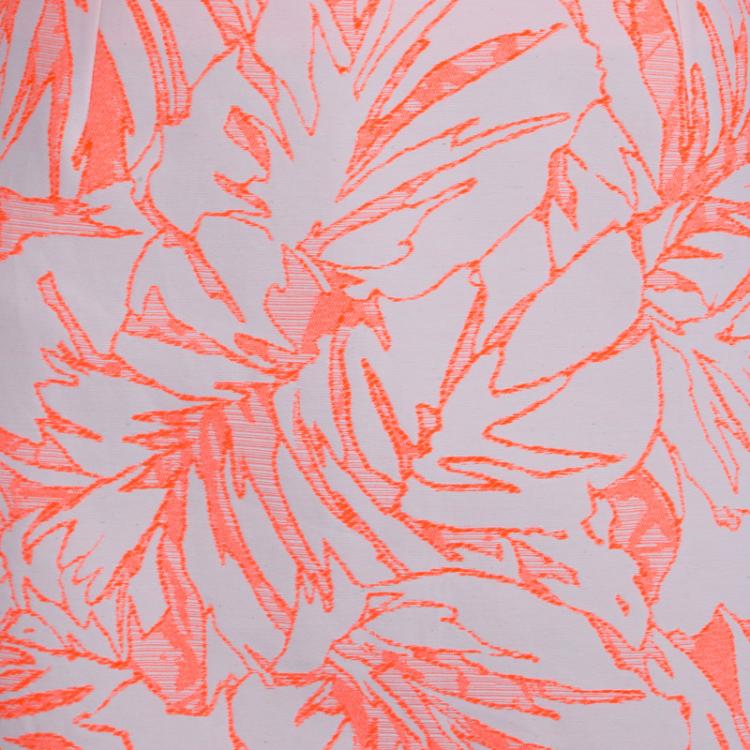 Pre Owned Matthew Williamson Cream and Neon Orange Floral Jacquard Pencil Skirt M