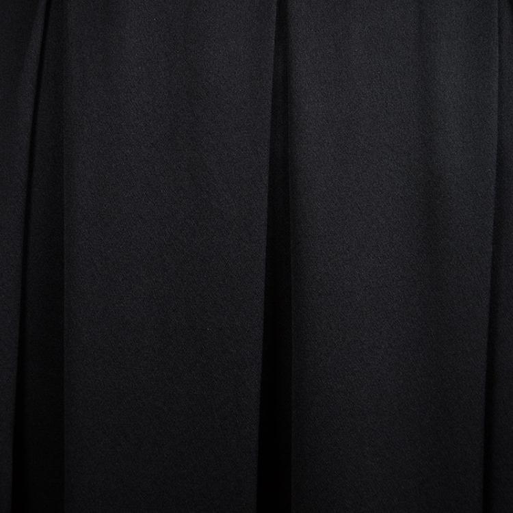 Pre Owned Matthew Williamson Black Silk Box Pleated Maxi Skirt L