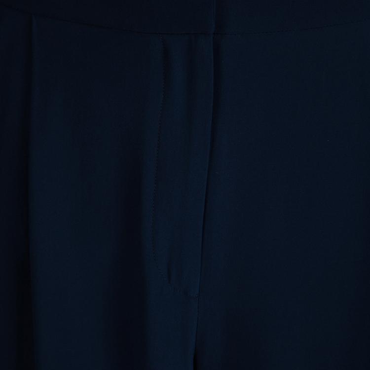 Pre Owned Matthew Williamson Navy Blue Silk Loose Fit Pants L