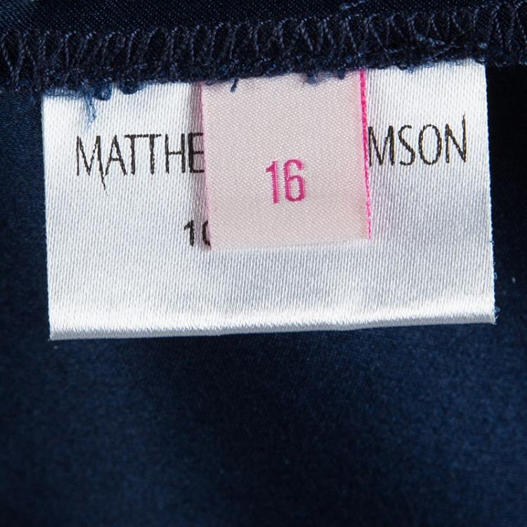 Pre Owned Matthew Williamson Navy Blue Silk Loose Fit Pants L