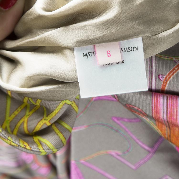 Pre Owned Matthew Williamson Multicolor Printed Silk Jersey Strapless Mini Wrap Dress S