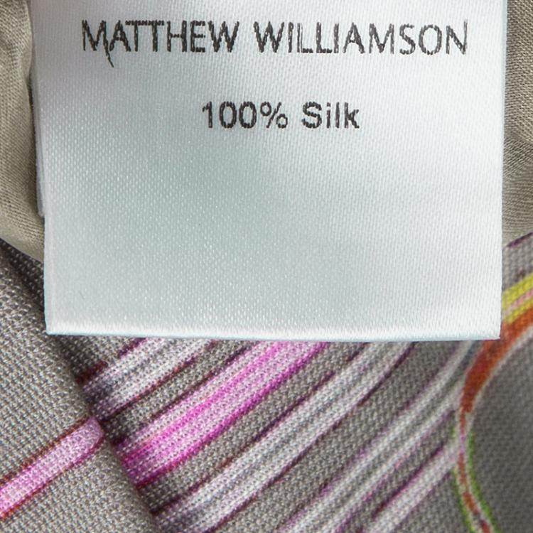 Pre Owned Matthew Williamson Multicolor Printed Silk Jersey Strapless Mini Wrap Dress S