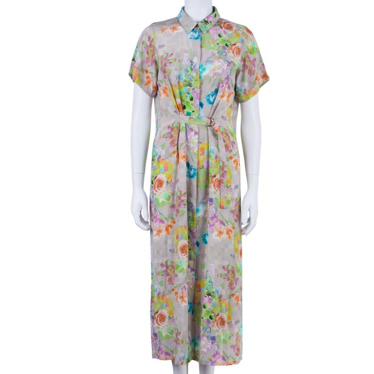 Pre Owned Matthew Williamson Printed Button Down Shirt Dress M