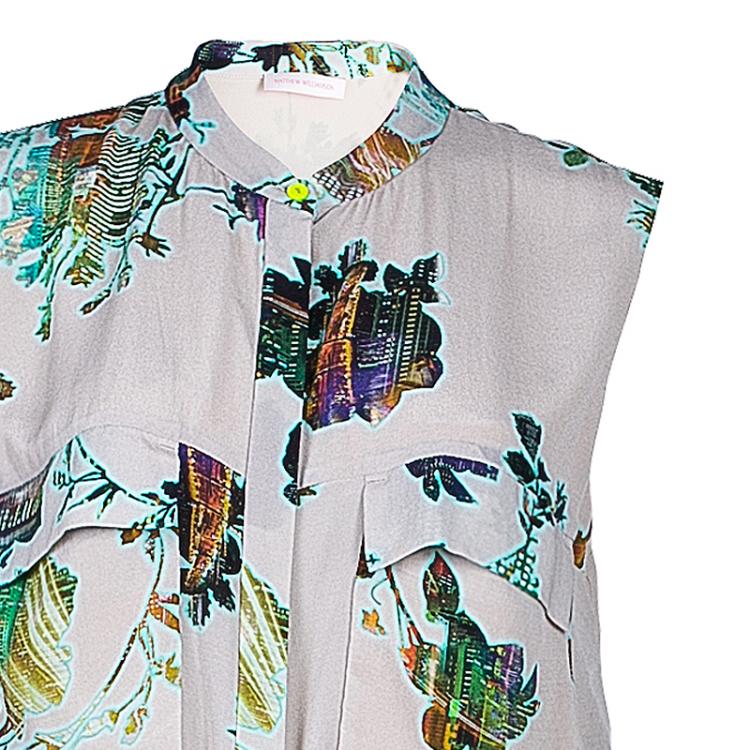Pre Owned Matthew Williamson Beige Printed Maxi Shirt Dress L