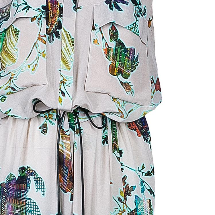 Pre Owned Matthew Williamson Beige Printed Maxi Shirt Dress L