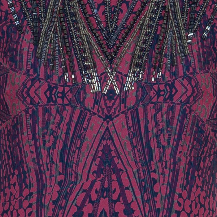 Pre Owned Matthew Williamson Pink Printed Embellished Dress M