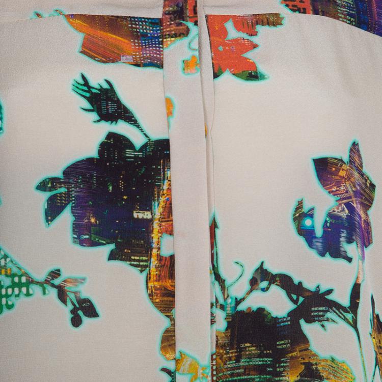 Pre Owned Matthew Williamson Beige Floral Print Buttondown Long Sleeve Silk Shirt M