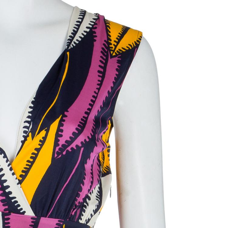Pre Owned Matthew Williamson Multicolor Print Waist Tie Detail Sleeveless Dress M
