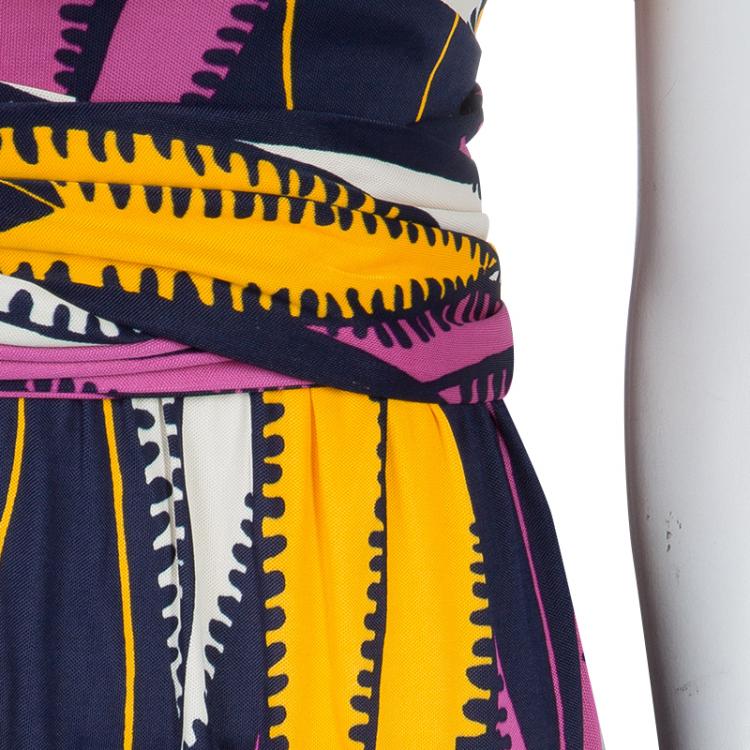 Pre Owned Matthew Williamson Multicolor Print Waist Tie Detail Sleeveless Dress M
