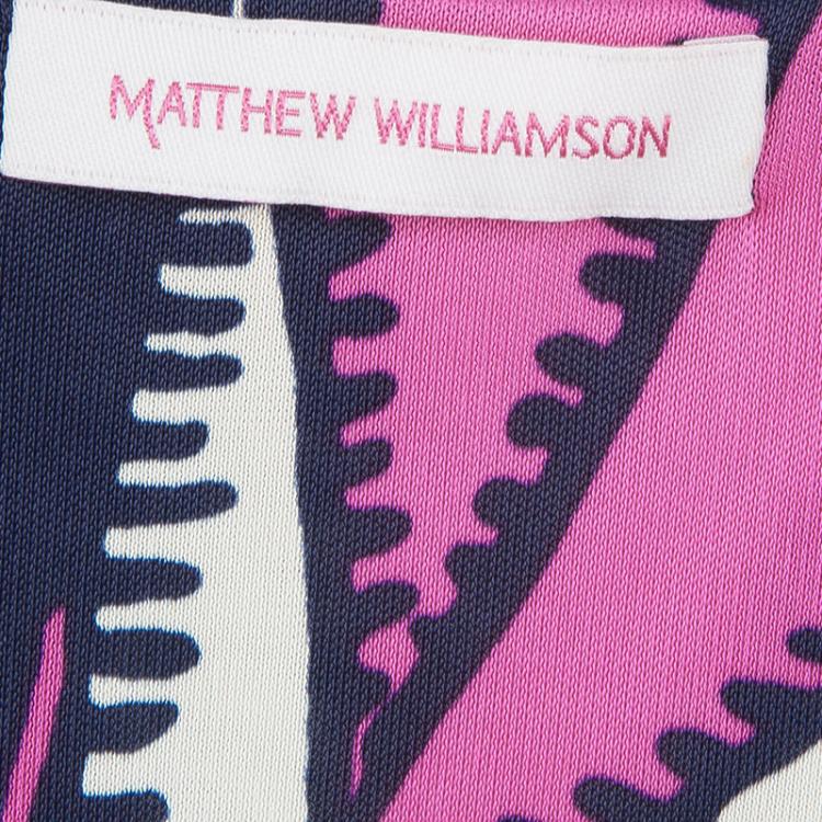 Pre Owned Matthew Williamson Multicolor Print Waist Tie Detail Sleeveless Dress M