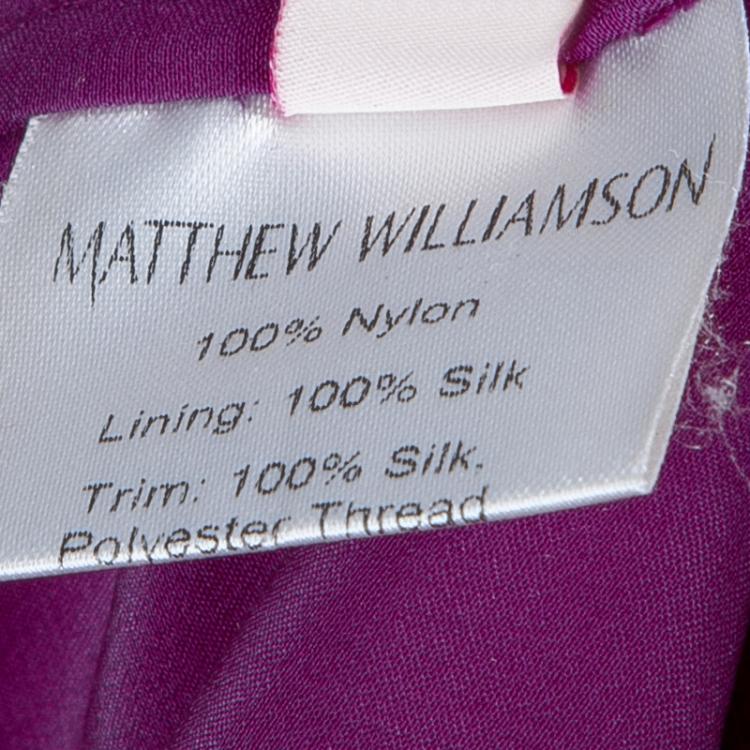 Pre Owned Matthew Williamson Purple Floral Embroidered Aplique Lace Dress M