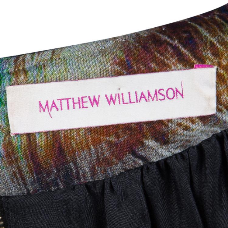 Pre Owned Matthew Williamson Black Silk Embellished Sleeveless Dress L