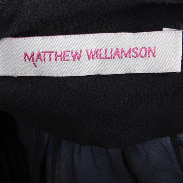 Pre Owned Matthew Williamson Black Silk Embellished Yoke Detail Dress M