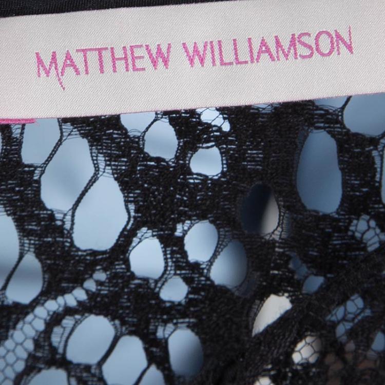 Pre Owned Matthew Williamson Black Embellished Overlay Lace Dress S