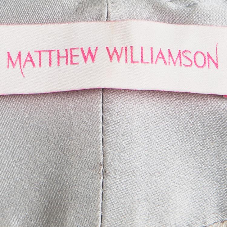 Pre Owned Matthew Williamson Multicolor Printed Silk Embellished Gathered Kaftan S