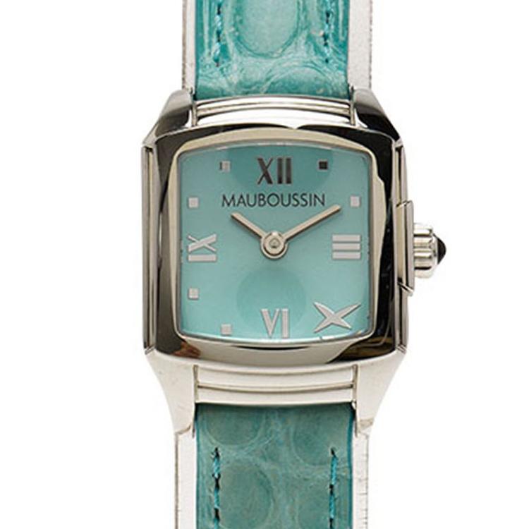 Pre Owned Mauboussin Blue Mother of Pearl Stainless Steel Classic Women's Wristwatch